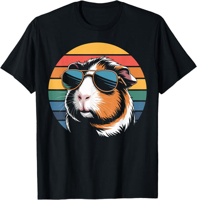 Retro Guinea Pig Sunglasses Flag T-Shirt