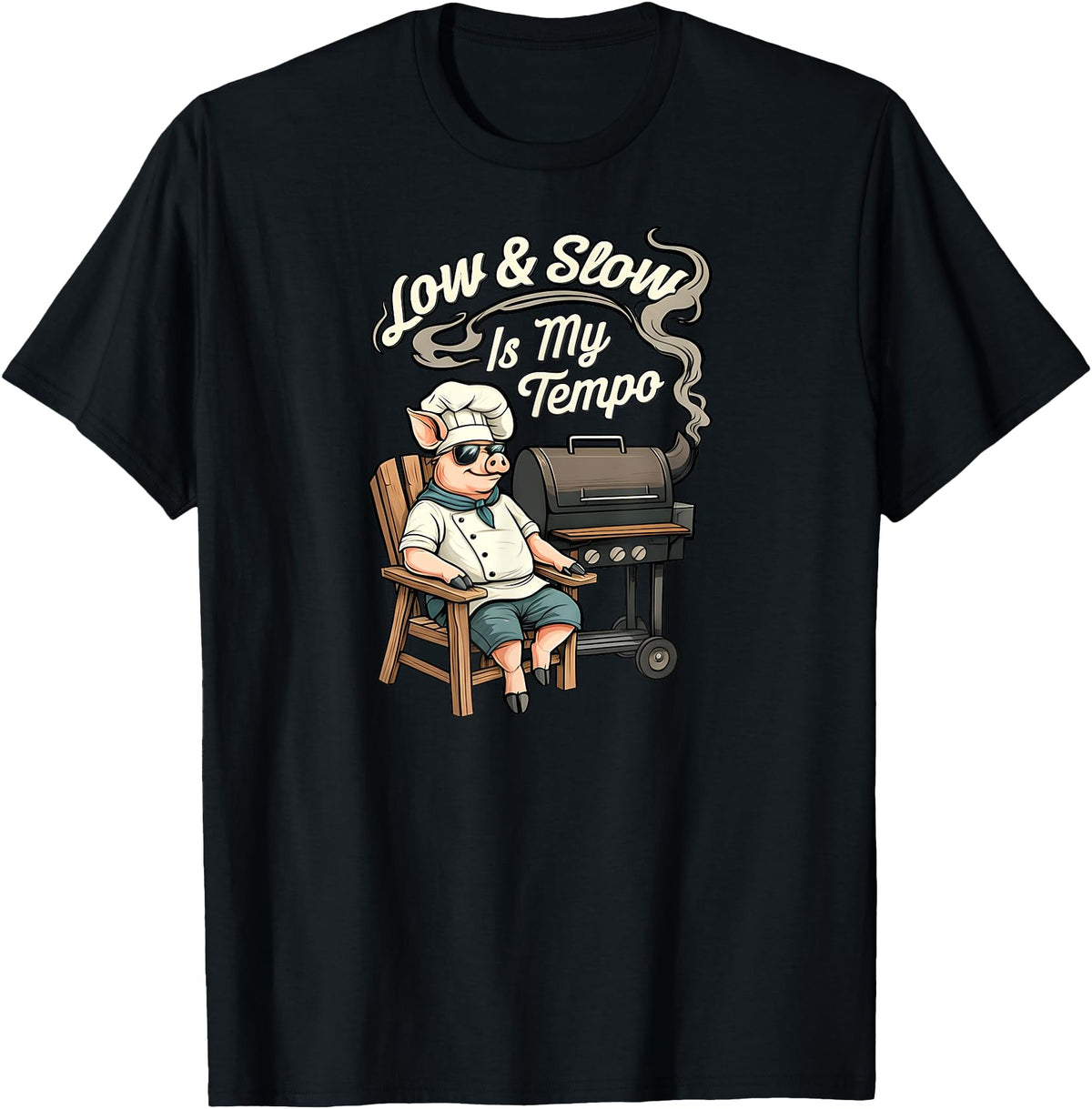 Pitmaster Pig Apparel Low & Slow Is My Tempo Pig BBQ Smoker T-Shirt - Black