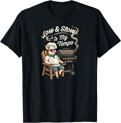 Low & Slow Is My Tempo Pig BBQ Smoker T-Shirt