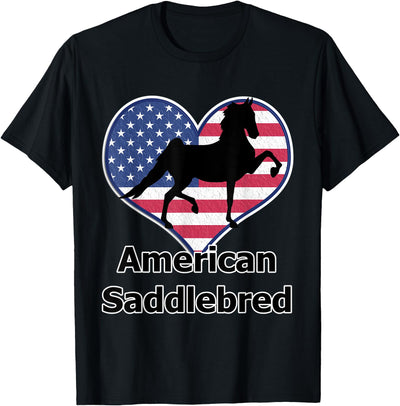 Saddlebred Horse, Heart Shaped American Flag American Saddlebred Gifts, 5 Gaited World Championship 2019 T-Shirt