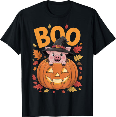 Pig Costume on Pumpkin Halloween Pig T-Shirt