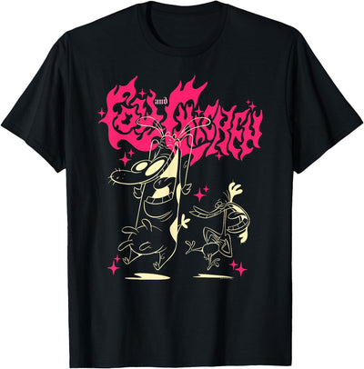 Cow and Chicken Hot Pink Metal Cartoon T-Shirt