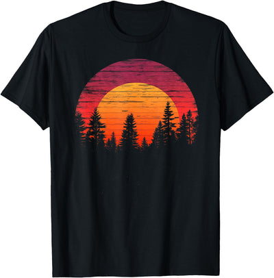Retro Wilderness Bear Trees Reflection Outdoor Forest T-Shirt