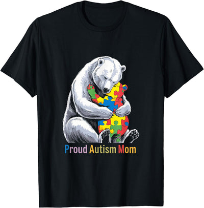 Proud Autism Mom Bear Autism Awareness Month T-Shirt