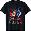 Rodent 4th Of July Costume USA 4th Of July Guinea Pig Riding Eagle Fireworks Patriotic T-Shirt - Black