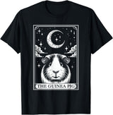 Retro Guinea Pig Lover The Moon Halloween Tarot Card Vintage Crescent Moon Guinea Pig Mom Pet Lovers T-Shirt - Black