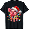 Christmas Pig Lover Christmas Light Pig Lover T-Shirt - Black