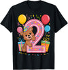 2nd Girls, Boys Bear 2 Birthday Bear 2nd birthday for boy girl 2 years old second two Bear T-Shirt - Black