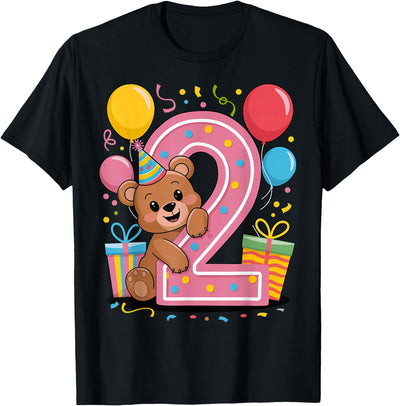 Bear 2nd birthday for boy girl 2 years old second two Bear T-Shirt