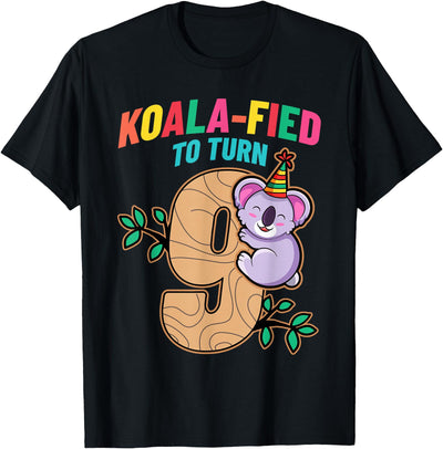 Koalafied To Turn 9 Koala Bear 9th Birthday Party Nine Cute T-Shirt