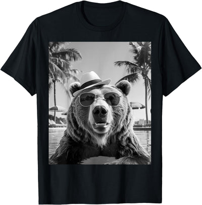 Funny Grizzly Bear Selfie Summer Vacation T-Shirt