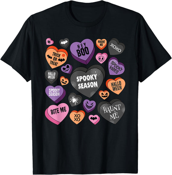 Catumet Halloween Spooky Candy Heart Design for Halloween T-Shirt - Black