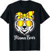 Mama Bear Face Apparel Softball Mama Bear With Sunglasses Bandana Momma Mothers Dy T-Shirt - Black