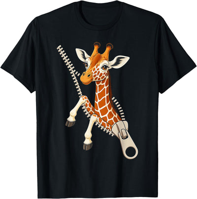 Giraffe Zipper Peek Funny Costume for Boys and Girls T-Shirt