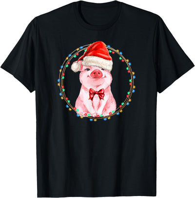 Sweet Pig with Santa Hat Pig Lover Christmas T-Shirt