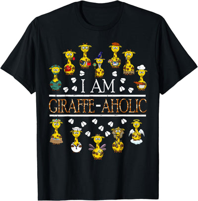 Giraffe Aholic Animal Wildlife Safari Giraffe Lover Gift T-Shirt