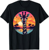 Sunset Giraffe I Cartoon Giraffe Art Kids Giraffe I Summer Giraffe T-Shirt - Black