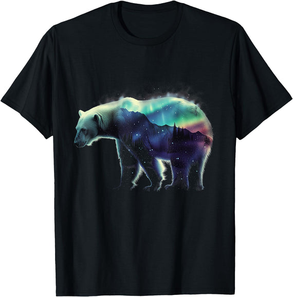 Polar Bear & Northern Light Polar Bear Northern Light Winter Arctic Nature Lover T-Shirt - As Pictured