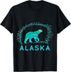 Funny Polar Bear Alaska Day Northern Light Gift Alaska Polar Bear with Polar Lights and Stars T-Shirt - Black