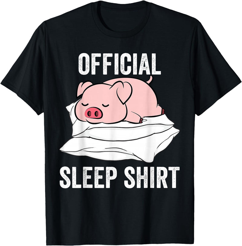 Cute Farmer Animal Designs Official Sleep Shirt Sleeping Cute Pig Piggy Farmer T-Shirt - Black