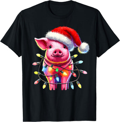 Pig Christmas Light Pig Lover T-Shirt