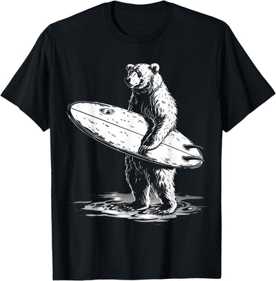 Surfing Bear Cool Beach Adventure Design T-Shirt