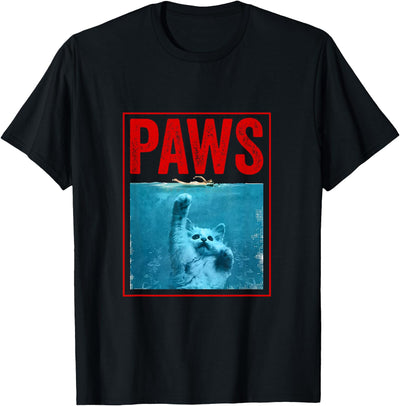 Crazy Critters Funny Tee's Paws Funny Cat Kitten T-Shirt for Shark and Cat Lovers T-Shirt