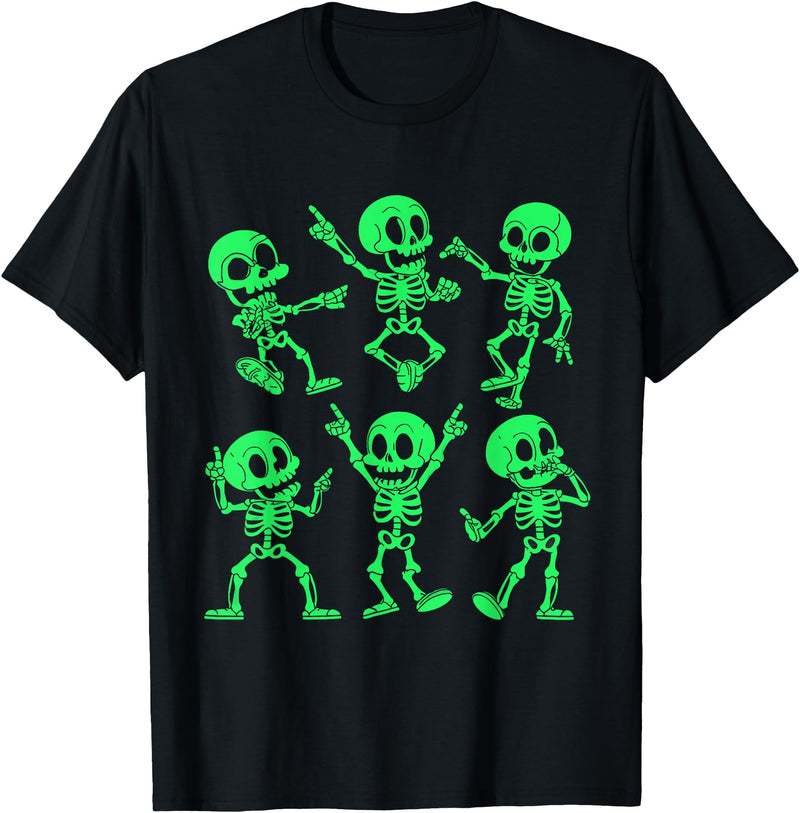 Dancing Skeletons by AlphaONE Dancing Skeletons Dance Challenge Girl Boys Kids Halloween T-Shirt - Black