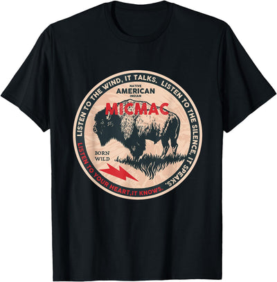 Cow Tribe Micmac Native American Indian Born Freedom Wild T-Shirt