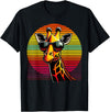 Funny Giraffe lover Giraffe Animal Vintage Sunglasses Giraffe T-Shirt - Black