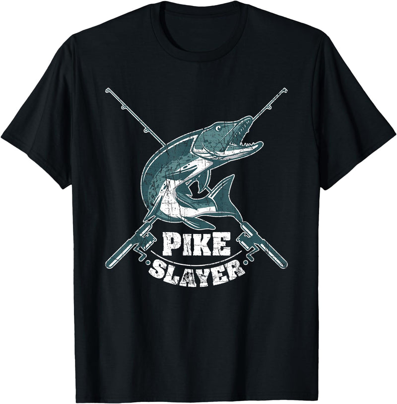 Fishing IM Co Pike Slayer Fishing Fisherman Northern Pike T-Shirt - Black