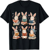 Cute Teacher Bunny Rabbit Reading Easter Bunnies Book Lovers T-Shirt in Black