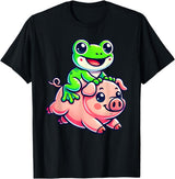 Cute Frog Pig Apparel Kawaii Frog Pig T-Shirt - Black