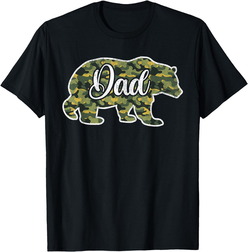 Bear Hunting Gifts For Hunters Men’s Bear Hunter Dad Camouflage Shirts, Father Hunting Camo T-Shirt - Black