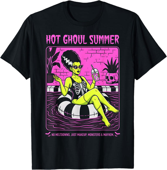 Hot Ghoul Summer Halloween Summerween Girl Funny T-Shirt - Black