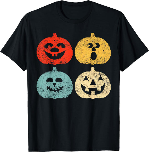 Halloween Time Merch Store Vintage Halloween Pumpkin Women, Men, Kids, Funny Retro Gift T-Shirt - Black