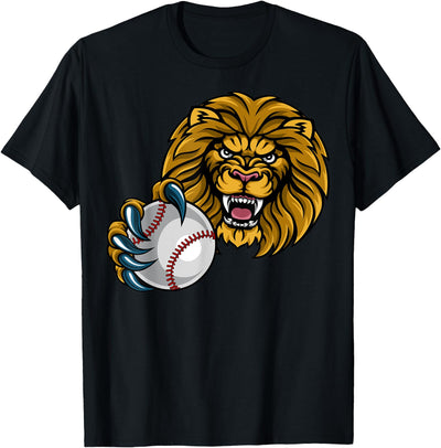 Lion Sports Lions Team Mascot Holding Baseball Softball Ball T-Shirt