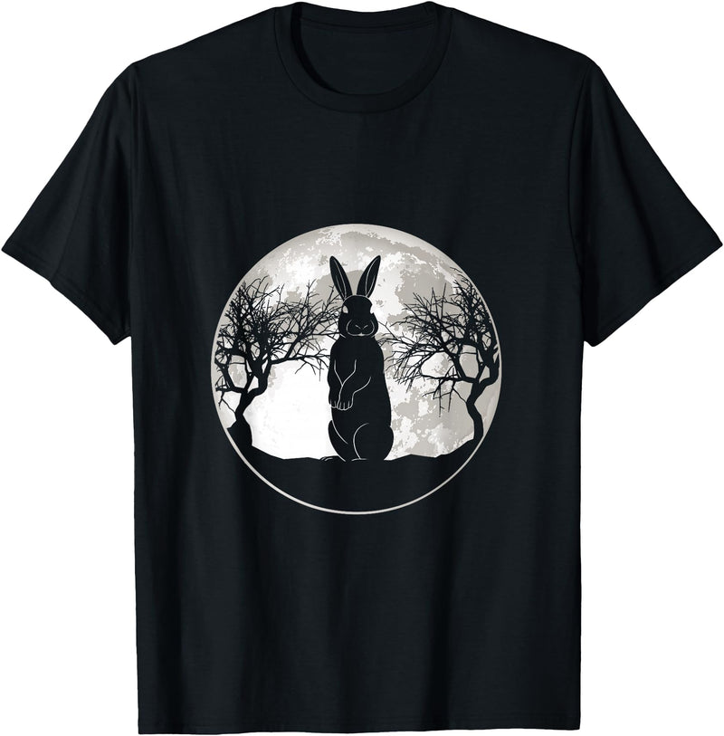 Scary Bunny Moon Night Rabbit T-Shirt in Black