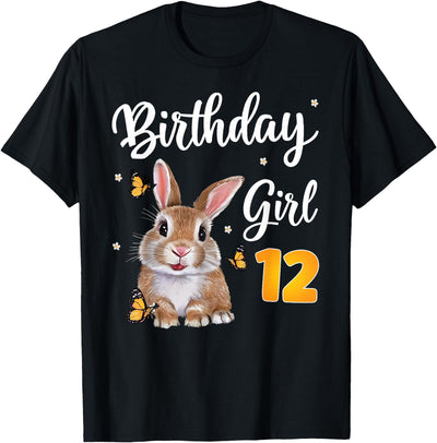 Birthday Girl 12 Bunny Illustration Tee
