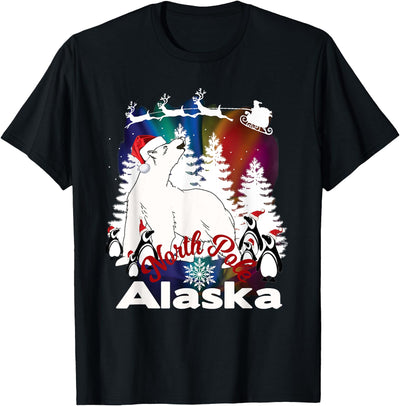 Alaska Souvenir Gifts by PLOLDS North Pole Alaska Christmas Town Polar Bear Santa Souvenir T-Shirt