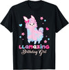 Llamazing Birthday Girl Llama Family BW Art Llama Birthday Girl Llamazing Birthday Alpaca Llama Girl T-Shirt - Black
