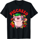 Just Pigs Please NYC Pigcasso Funny Pig Painter Painting Artist Art Lover Piggy T-Shirt - Black