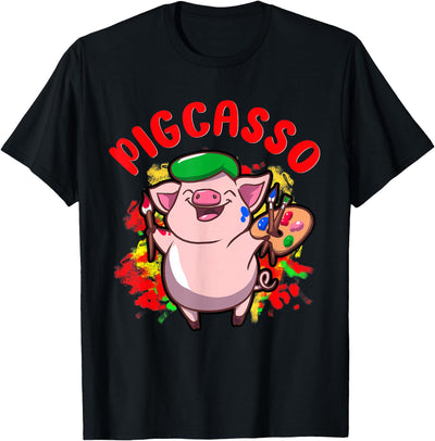 Pigcasso Funny Pig Painter Painting Artist Art Lover Piggy T-Shirt