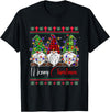 Xmas Lights Gnomes Holiday Graphics Merry Christmas Leopard Buffalo Red Plaid for Men Women T-Shirt - Black