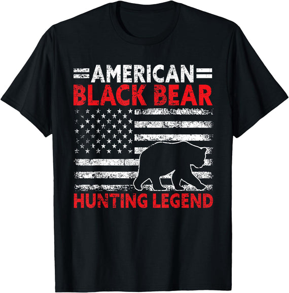 Funny Black Bear Hunting Gear Gifts For Men Hunter American Black Bear Hunting Legend USA Black Bear Hunting T-Shirt - Black