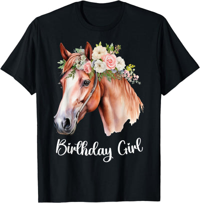 Birthday Party Horse Theme Girls Women Daughters Horse Birthday Girl Party Outfit Pony Daughter Granddaughter T-Shirt