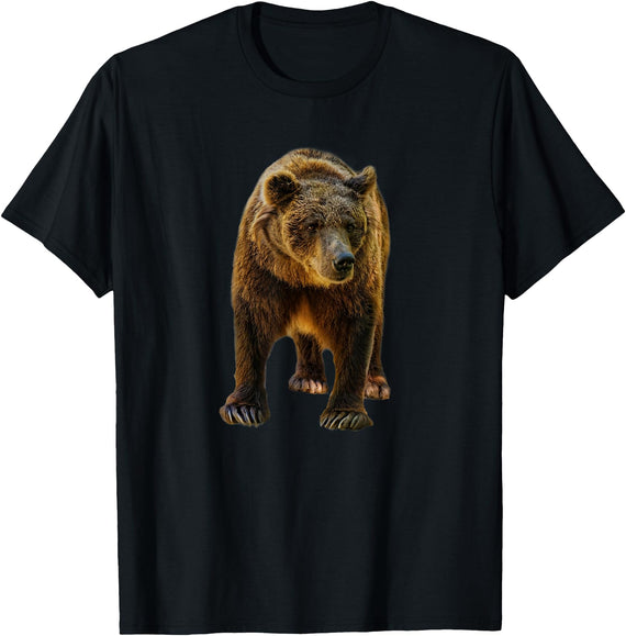 Bear Tees Grizzly Bear Vintage Graphic T-Shirt T-Shirt - Black