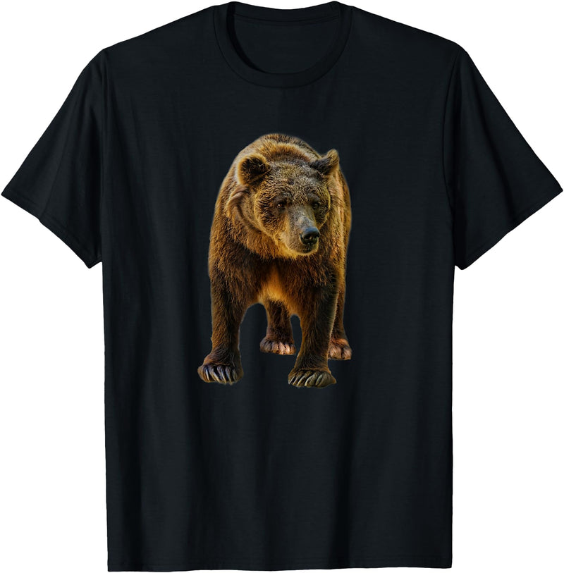 Bear Tees Grizzly Bear Vintage Graphic T-Shirt T-Shirt - Black