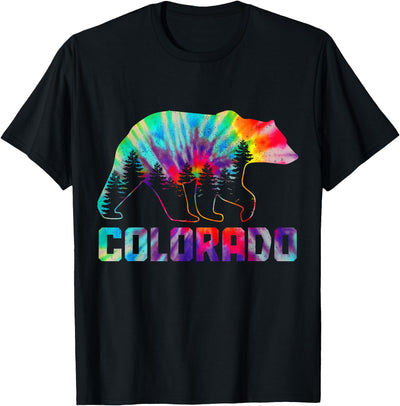 Colorado Bear Grizzly Tie Dye Pride Outdoor Nature Vintage T-Shirt