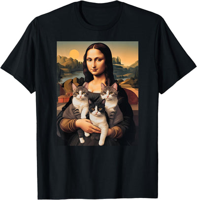 Cat Lovers Funny For Men and Women Monalisa Cat Mom and Dad Funny T-Shirt